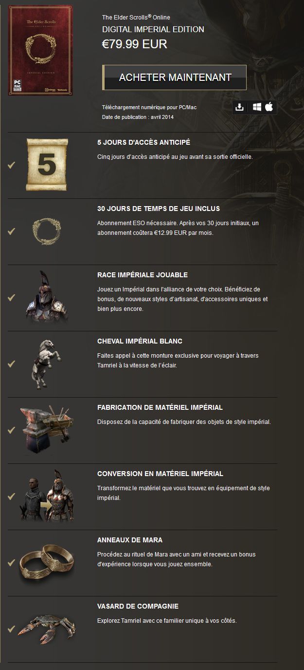 The Elder Scrolls Online - Le trésor de l'Edition Impériale dans le