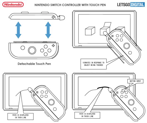Nintendo Switch : Un brevet annonce l'arrivée d'un stylet intégré 