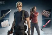 fortnite resident evil 4 leon kennedy claire redfield skins and umbrella logo
