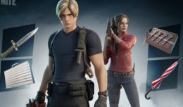 fortnite resident evil 4 leon kennedy claire redfield skins and umbrella logo