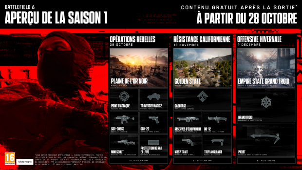 Battlefield 6 saison 1 roadmap