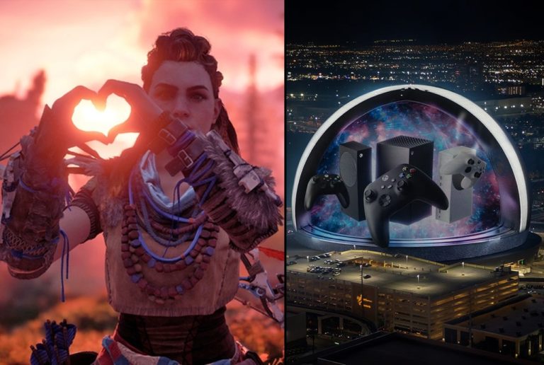 sony playstation gaza human aid versus xbox advertising las vegas sphere